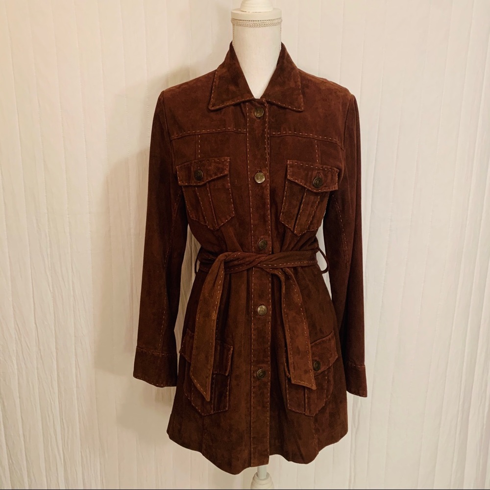 Lily Pulitzer Brown Lamb Suede Coat